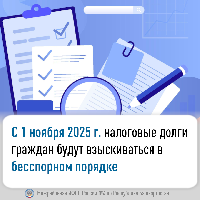 С 1 ноября 2025 г. налоговые долги граждан будут взыскиваться в бесспорном порядке