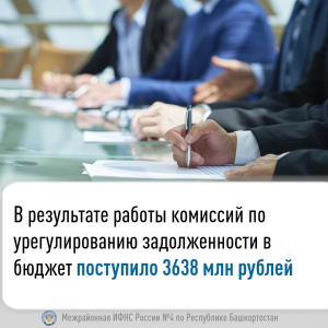 В результате работы комиссий по урегулированию задолженности в бюджет поступило 3 638 млн рублей